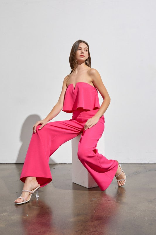 Off Shoulder Jumpsuit HOT PINK jummpsuit