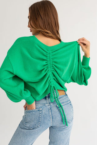 Fuzzy Sweater with Back Ruching Sweater