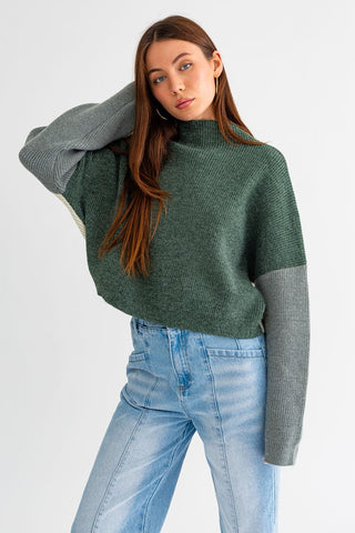 Color Block Oversized Sweater GREEN L Sweater