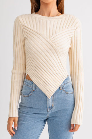 Asymmetrical Hem Sweater Top Sweater