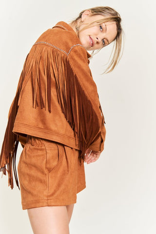 Suede studded fringe jacket Jacket