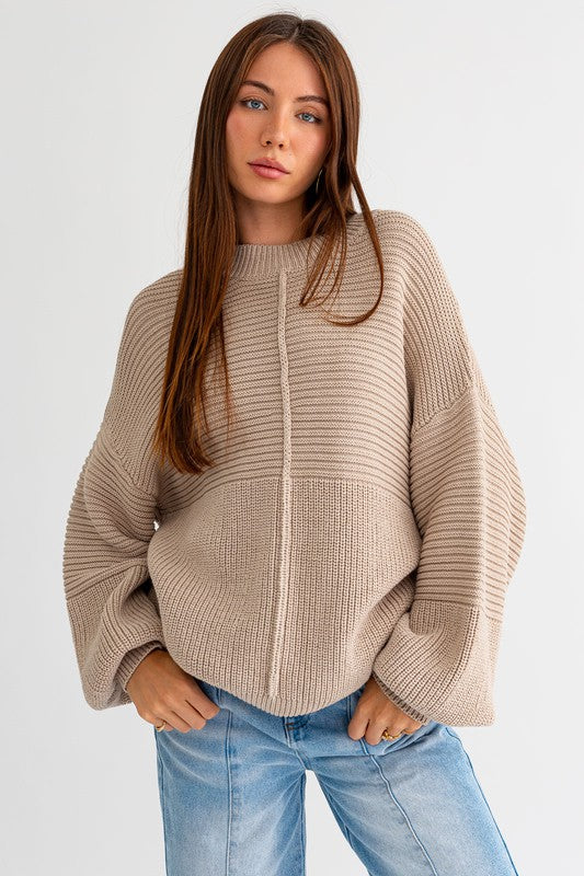 Ribbed Knitted Sweater BEIGE Sweater