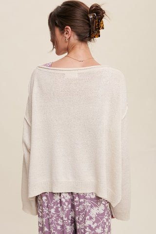 Light Weight Wide Neck Crop Pullover Knit Sweater Sweater