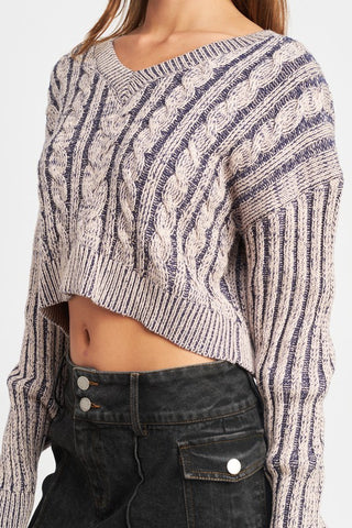 Contrasted Cable Knit Sweater Sweater