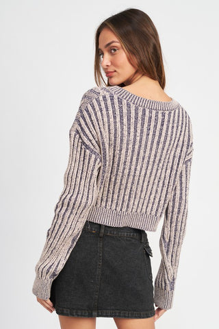 Contrasted Cable Knit Sweater Sweater