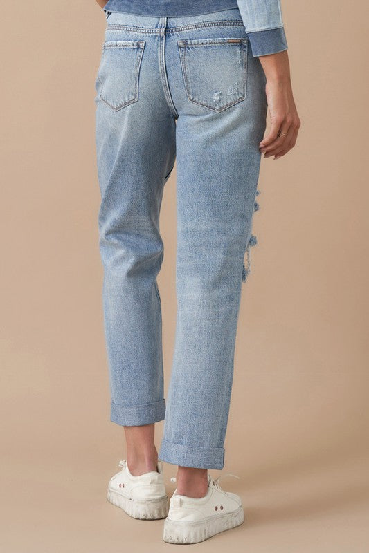 Rolled up boyfriend jeans. Jeans