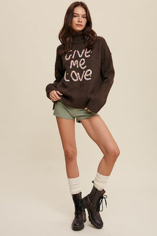 Give Me Love Stitched Mock Neck Sweater Sweater