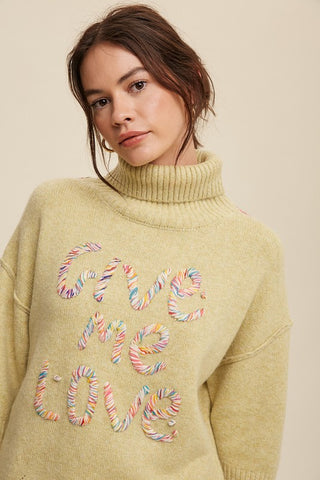 Give Me Love Stitched Mock Neck Sweater Sweater