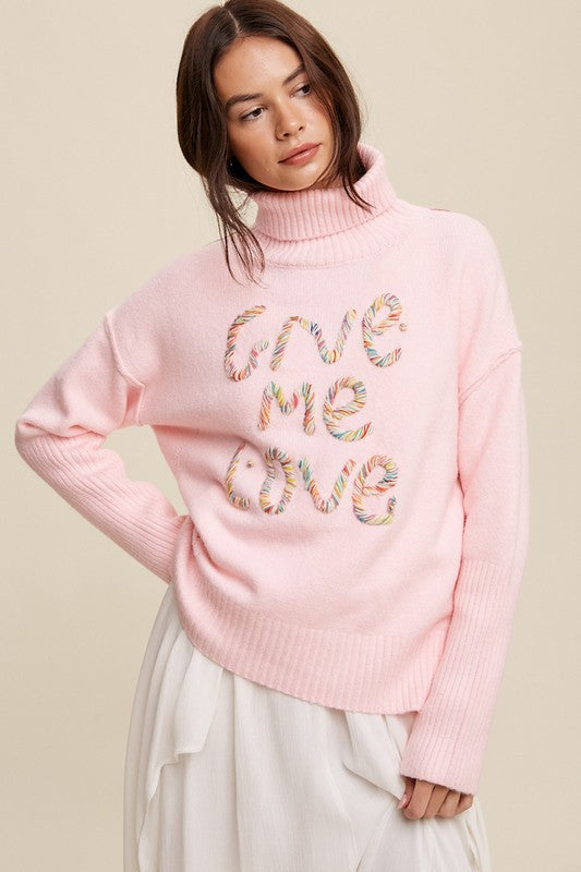 Give Me Love Stitched Mock Neck Sweater Sweater