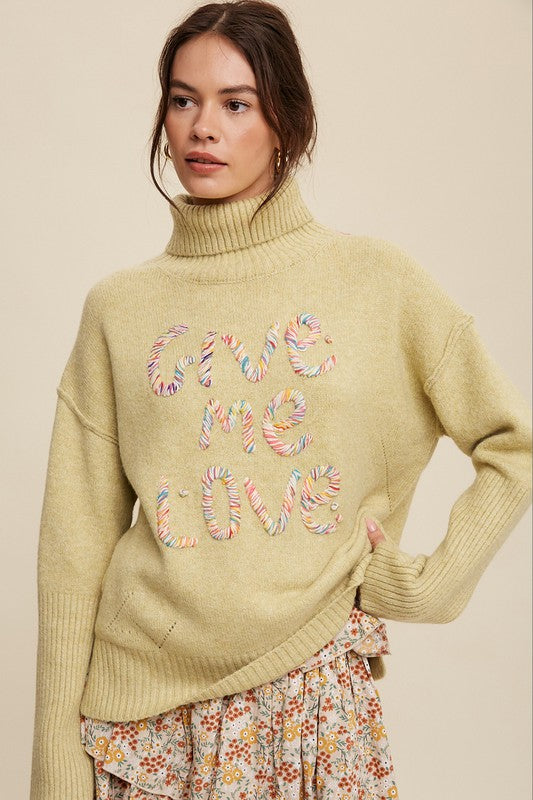 Give Me Love Stitched Mock Neck Sweater Sweater