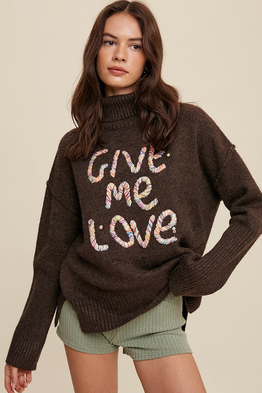 Give Me Love Stitched Mock Neck Sweater Sweater