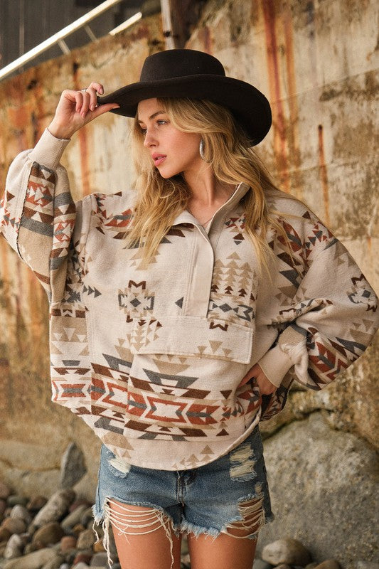 Geometric Print Western Pullover sweatshirt