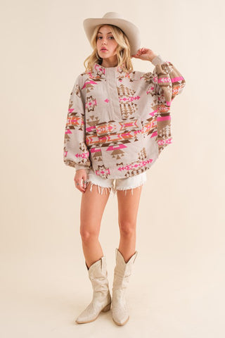 Geometric Print Western Pullover sweatshirt