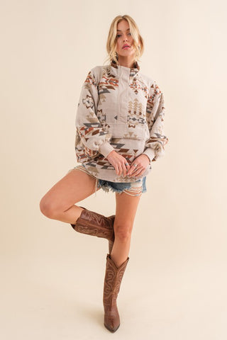 Geometric Print Western Pullover sweatshirt