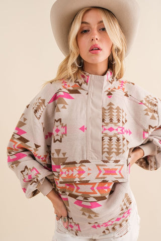 Geometric Print Western Pullover sweatshirt