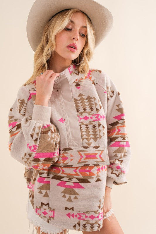 Geometric Print Western Pullover sweatshirt