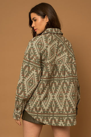 Aztec Print Shacket Jacket