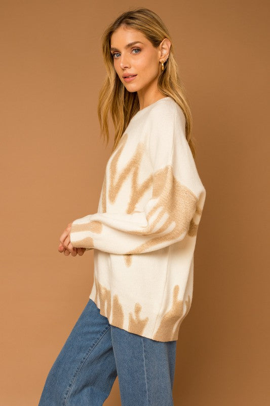 Long Sleeve Spray Print Sweater Sweater