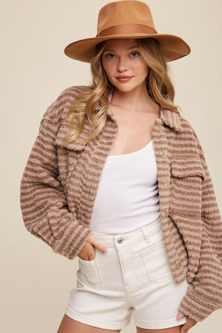 Plaid Fleece Shacket Mocha Jacket