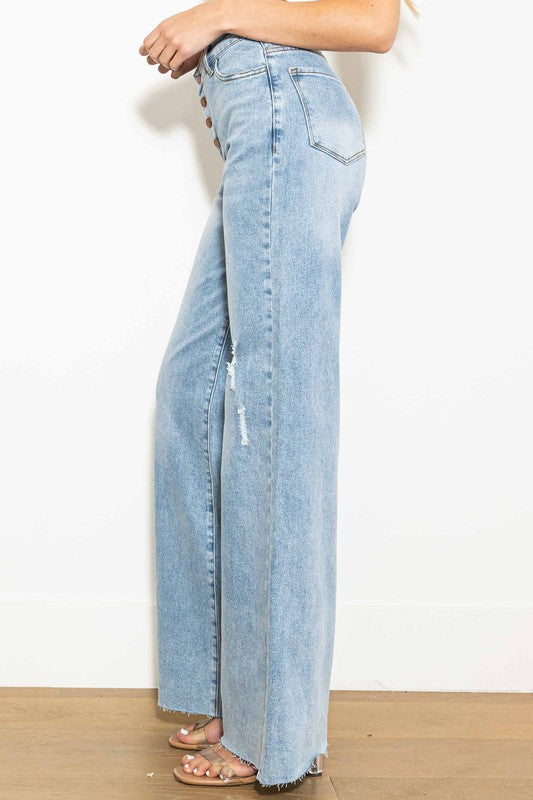 Criss Cross High Waisted Wide Leg Jeans Jeans