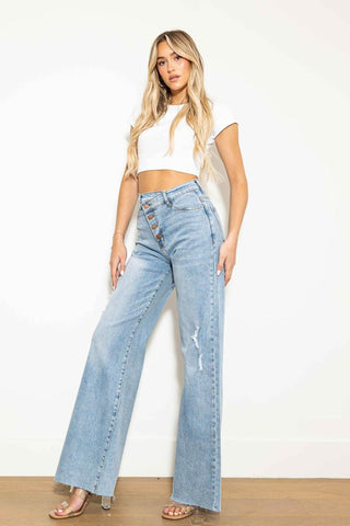 Criss Cross High Waisted Wide Leg Jeans Jeans