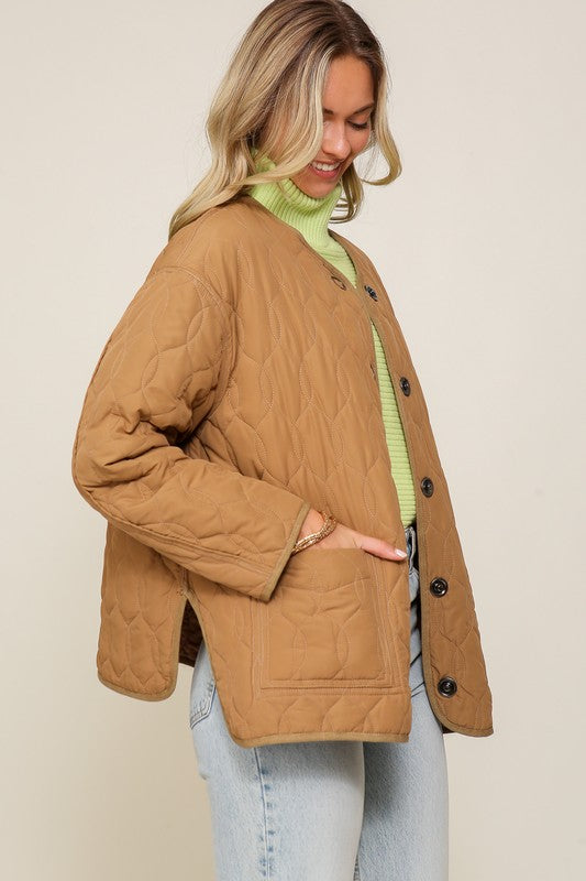 Quilted Puffer Jacket with Pockets Jacket