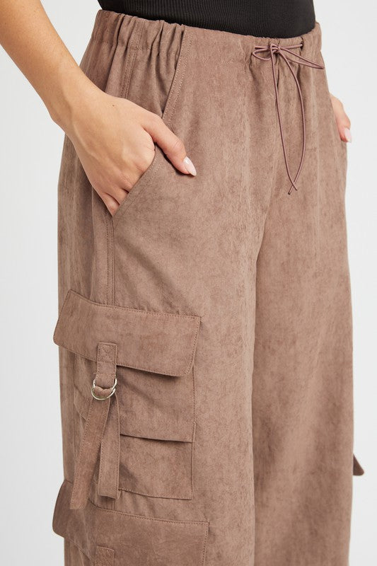 High Rise Strap Tie Cargo Pants Pants