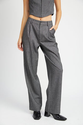 Loose fit pinstripe pants BLACK WHITE STRIPE Pants