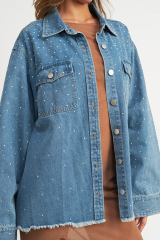 Oversized Rhinestone Denim Jacket denim jacket