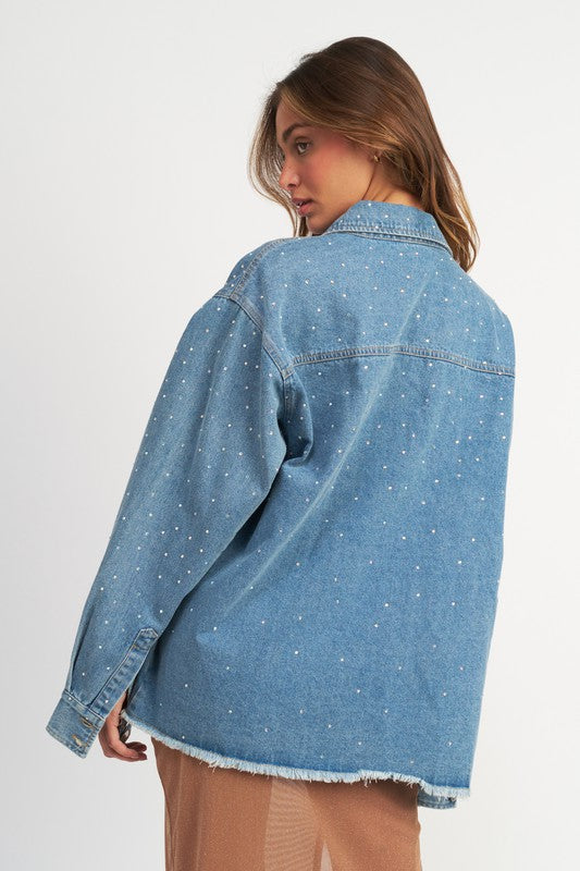 Oversized Rhinestone Denim Jacket denim jacket