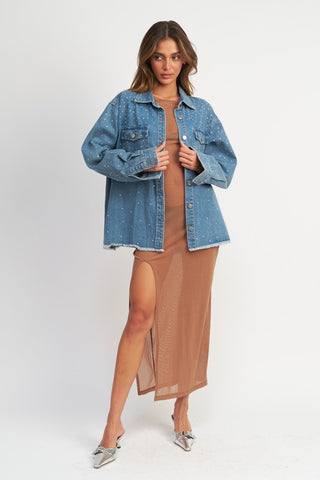 Oversized Rhinestone Denim Jacket denim jacket