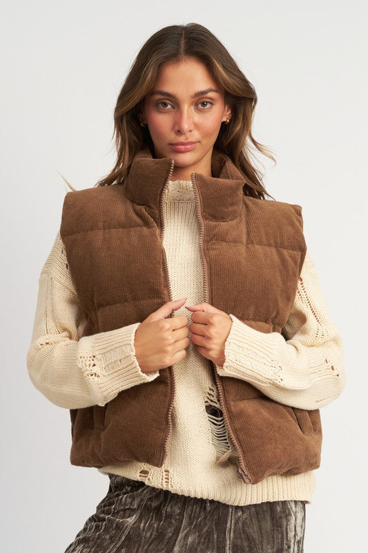 Corduroy Puffer Vest IVORY vest