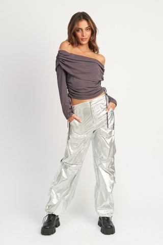 Metallic Cargo Pants Pants