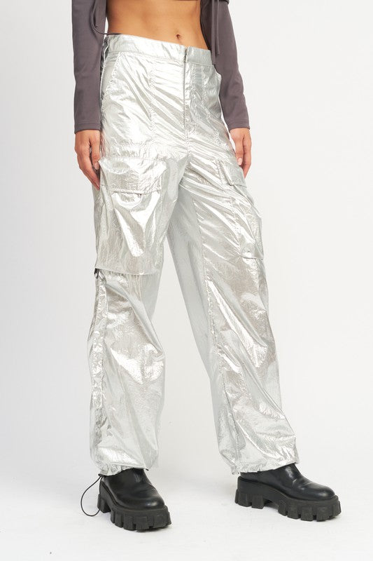 Metallic Cargo Pants Pants