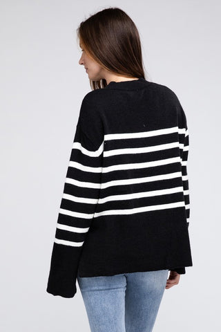 Ribbed Hem Stripe Sweater Sweater