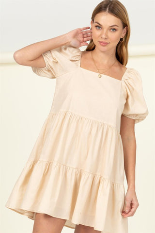 Milk Maiden Short Sleeve Sundress SAND Dress