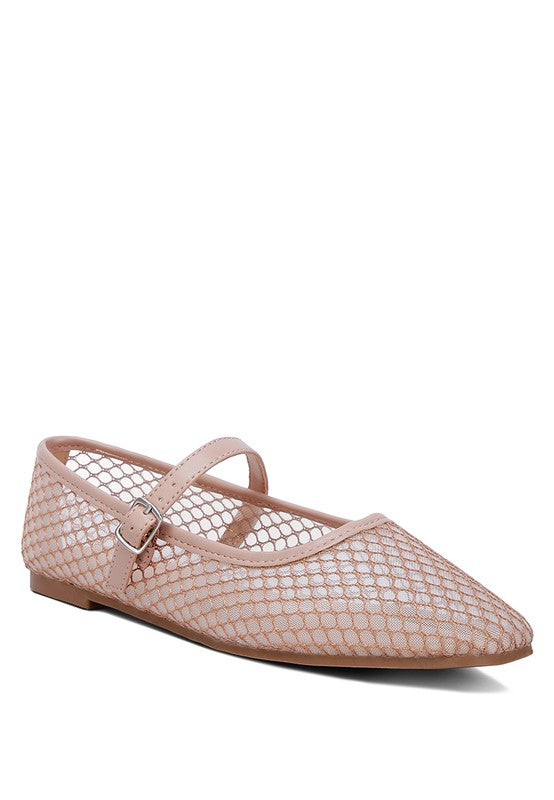 Averona Mesh Mary Jane Flats Camel flats