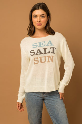 Round Neck Long Sleeve Sea Salt Sun Sweater Sweater