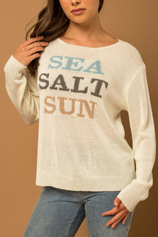 Round Neck Long Sleeve Sea Salt Sun Sweater Sweater