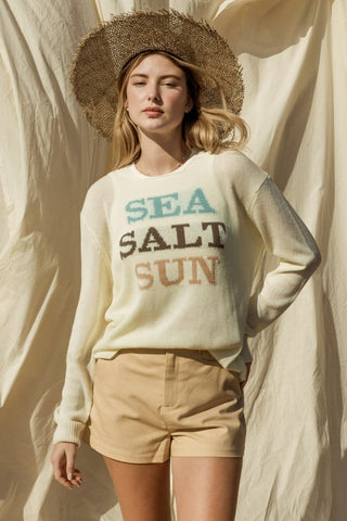 Round Neck Long Sleeve Sea Salt Sun Sweater Sweater