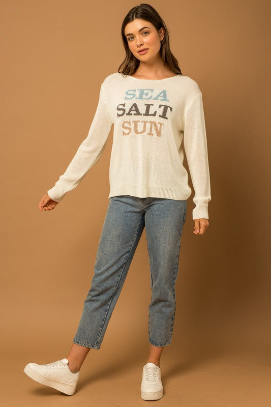 Round Neck Long Sleeve Sea Salt Sun Sweater Sweater