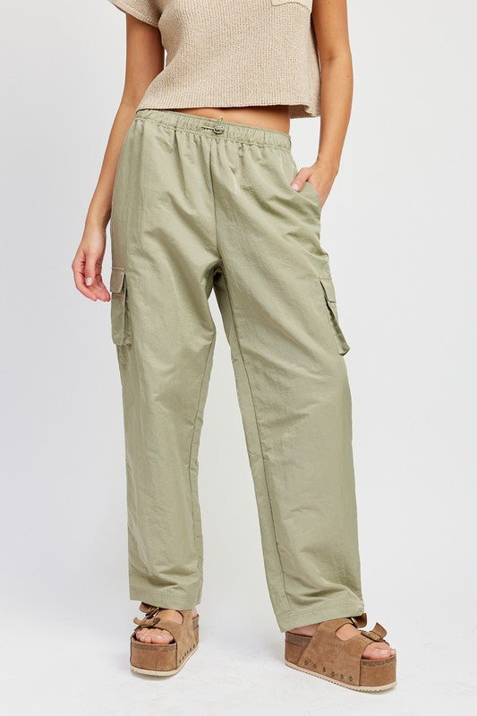 Straight leg cargo pants DUSTY SAGE Pants