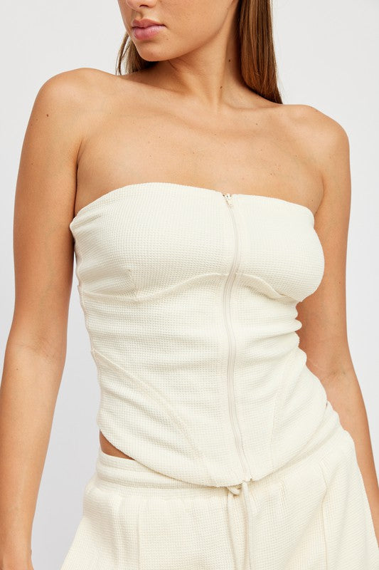 Zip up Tube Top Tops