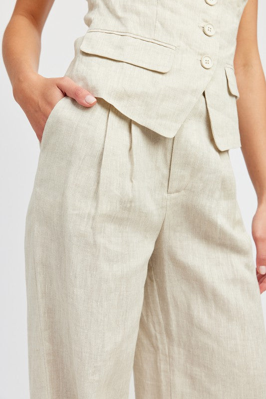 Linen Pleated Pants Pants