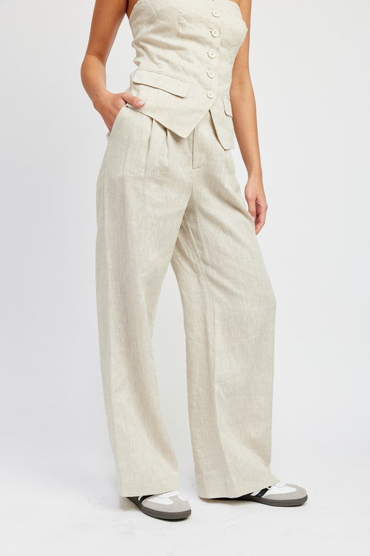 Linen Pleated Pants Pants