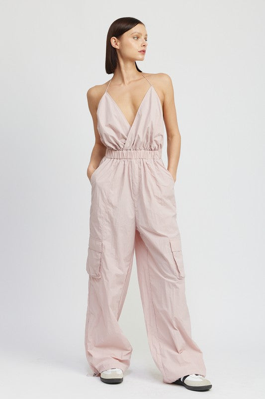 Spaghetti strap cargo jumpsuit DUSTY MAUVE Jumpsuits and Rompers