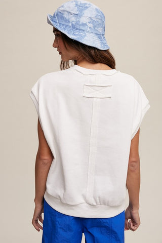 Short Sleeve Boxy Crew Neck Sweat Top Vest Top