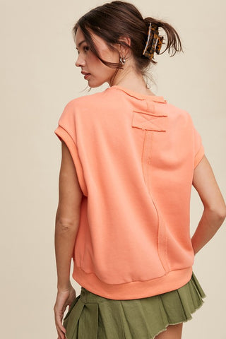 Short Sleeve Boxy Crew Neck Sweat Top Vest Top