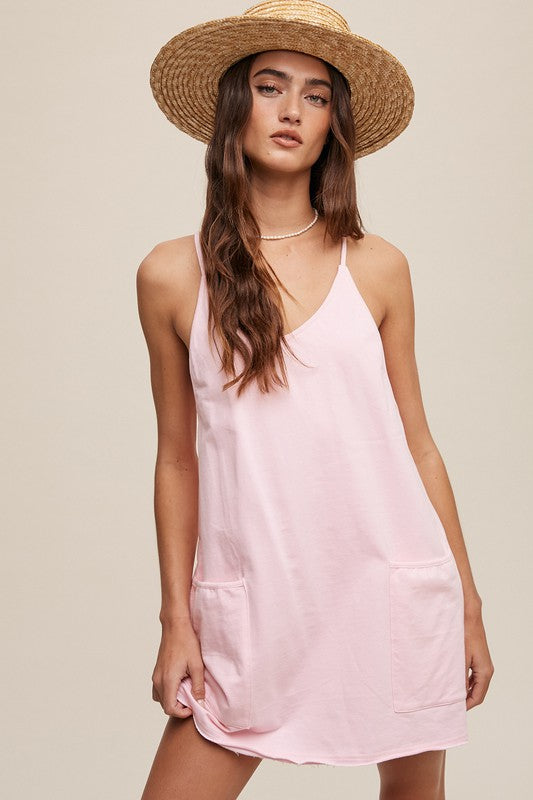 Sporty Mini Dress With Built in Romper Liner Light Pink Romper