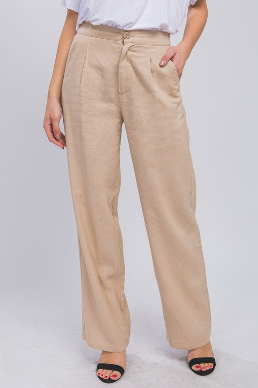 Linen Front Creased Pants Linen Pants